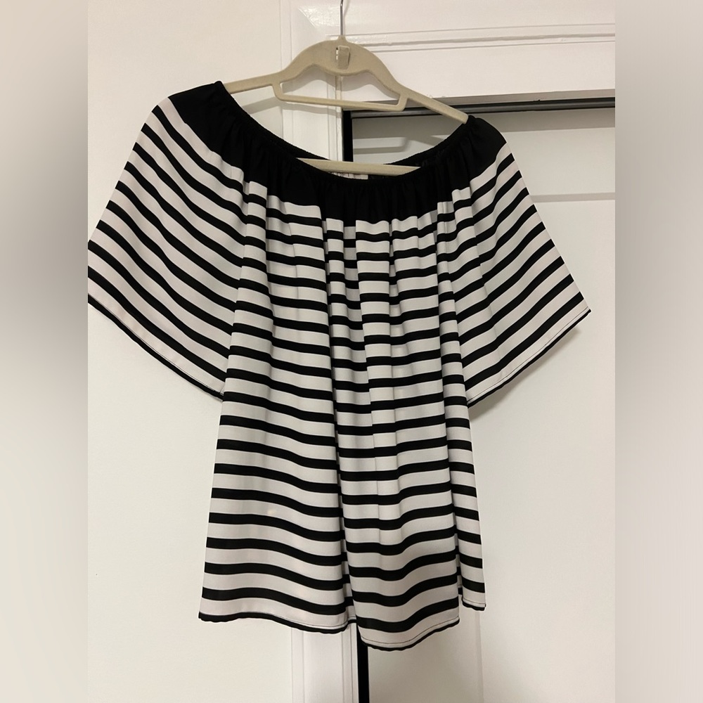 LOFT black-and-white off the shoulder top
